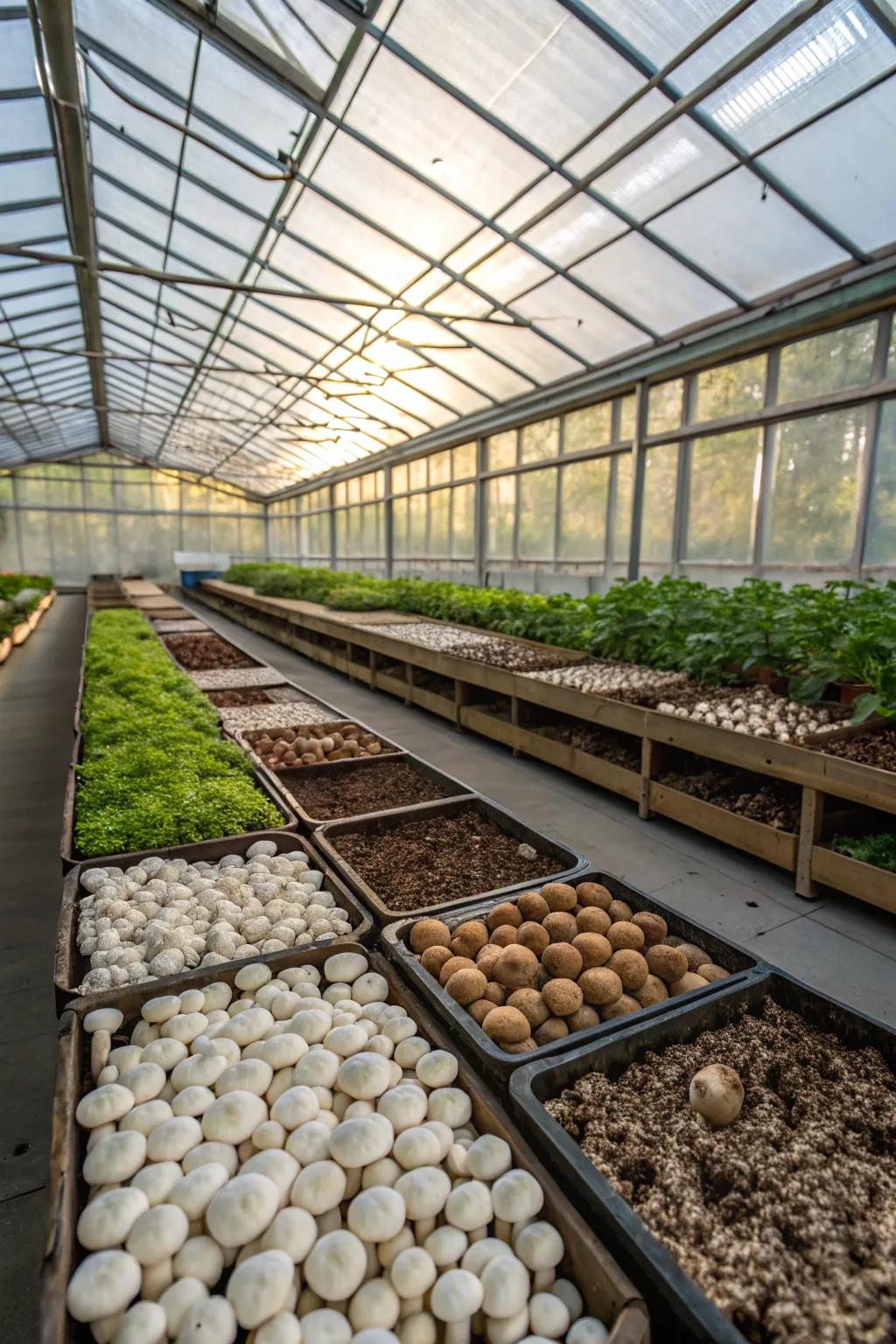 A greenhouse dedicated to growing gourmet mushrooms.