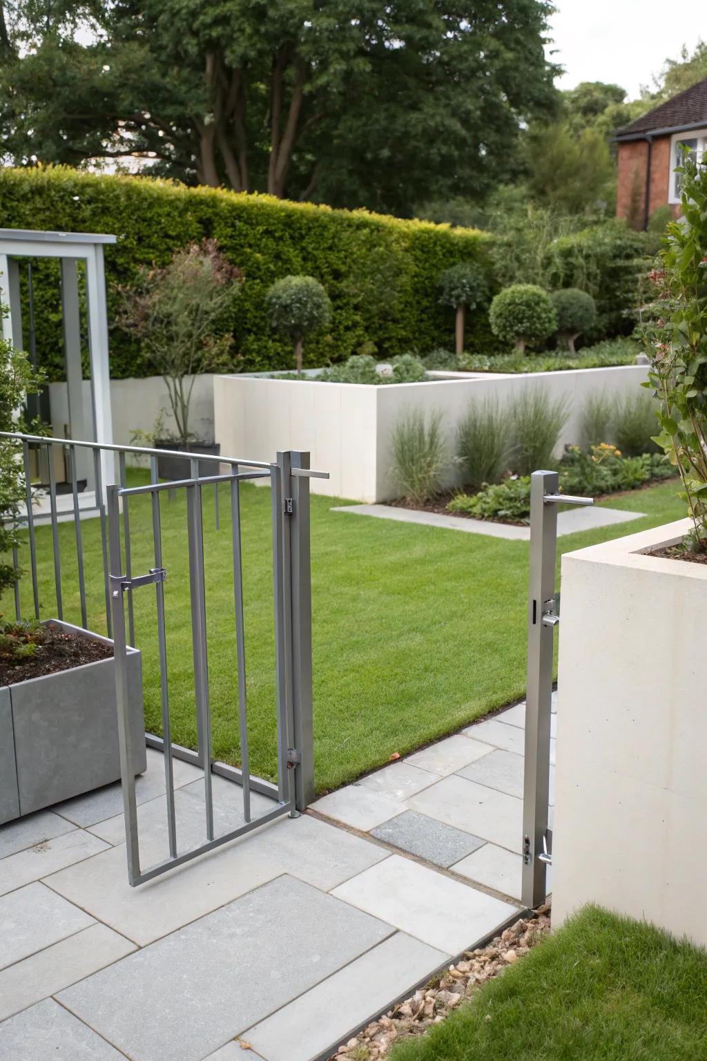 Clean lines and simplicity define this minimalist metal gate.