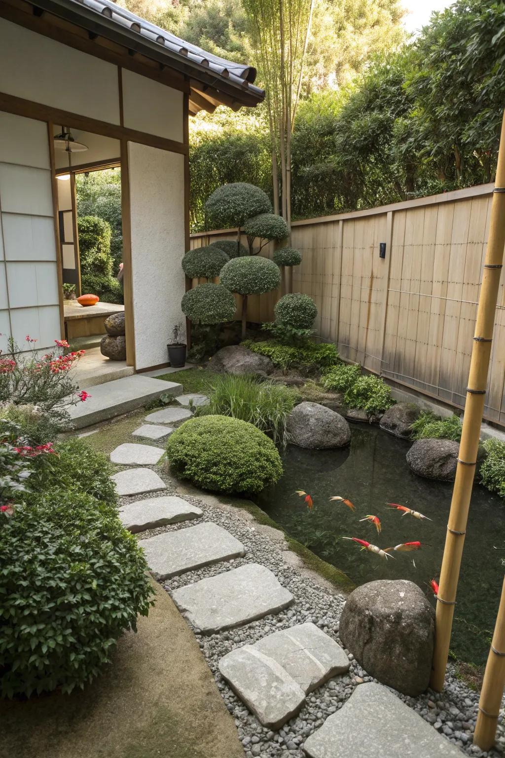 Minimalistic Zen garden corner promoting calmness.