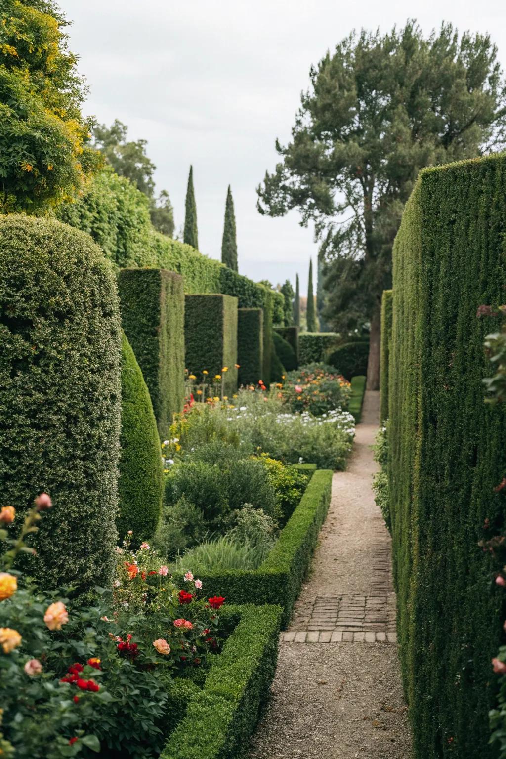 Secluded garden spot enclosed by greenery offering privacy.