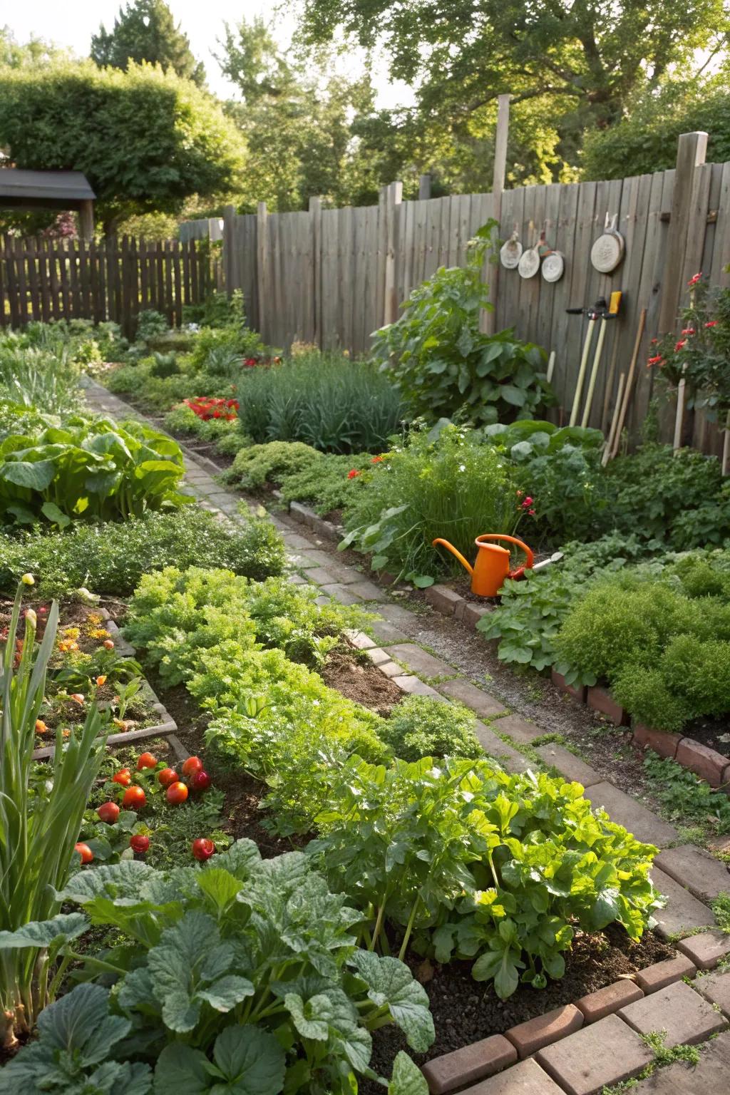 Garden showcasing useful and beautiful edible plants.