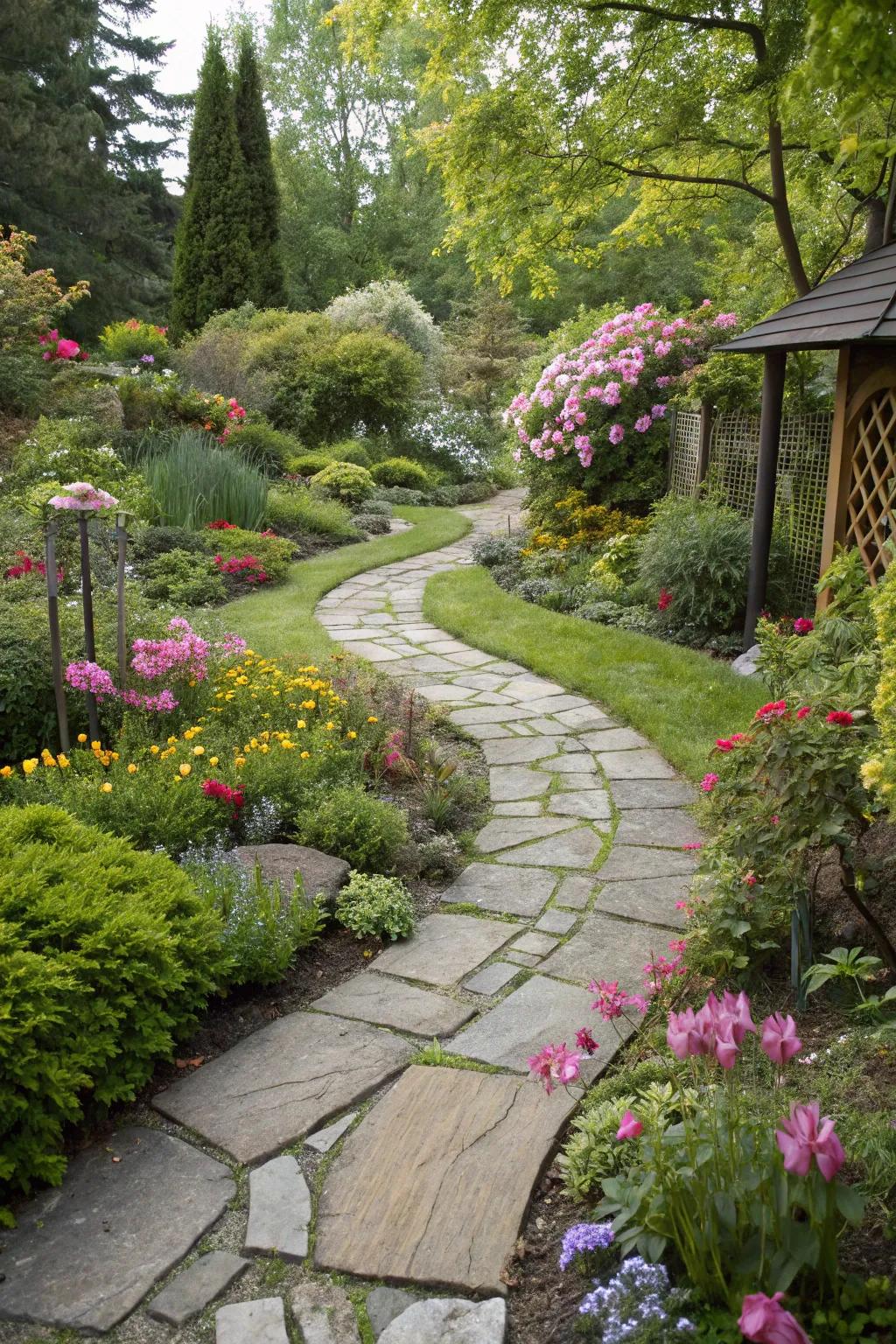 Stone paths add charm and direction to your backyard.