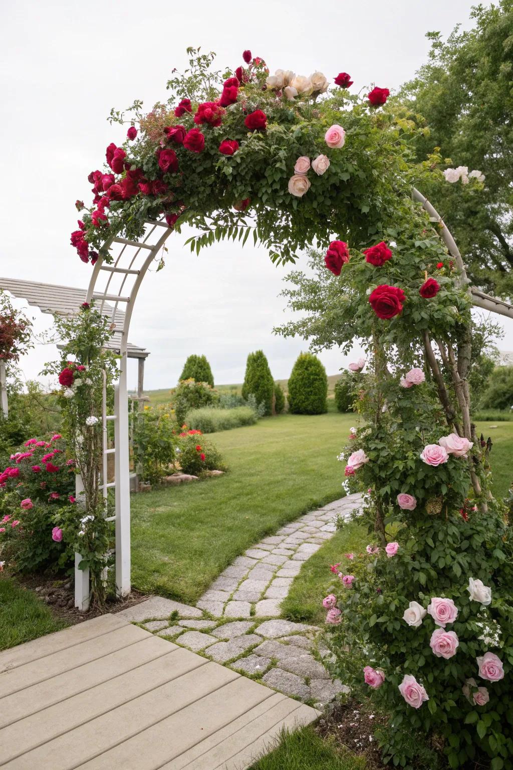 Garden arches offer a welcoming entrance and a touch of romance.