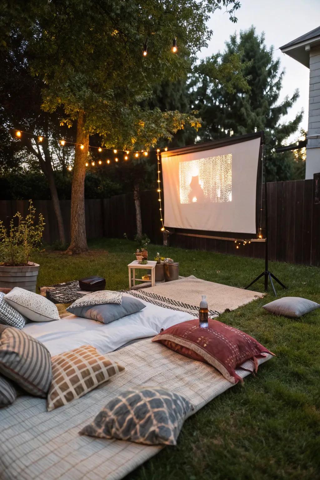 A backyard movie screen offers a unique way to enjoy films outdoors.