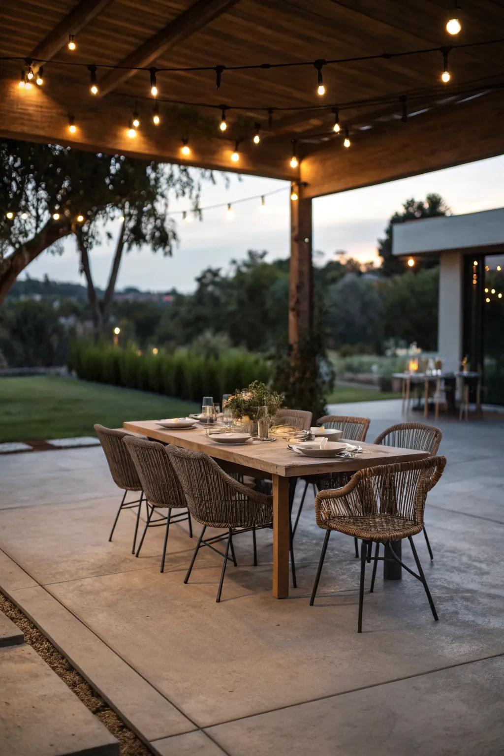 Outdoor dining area designed for lively gatherings.