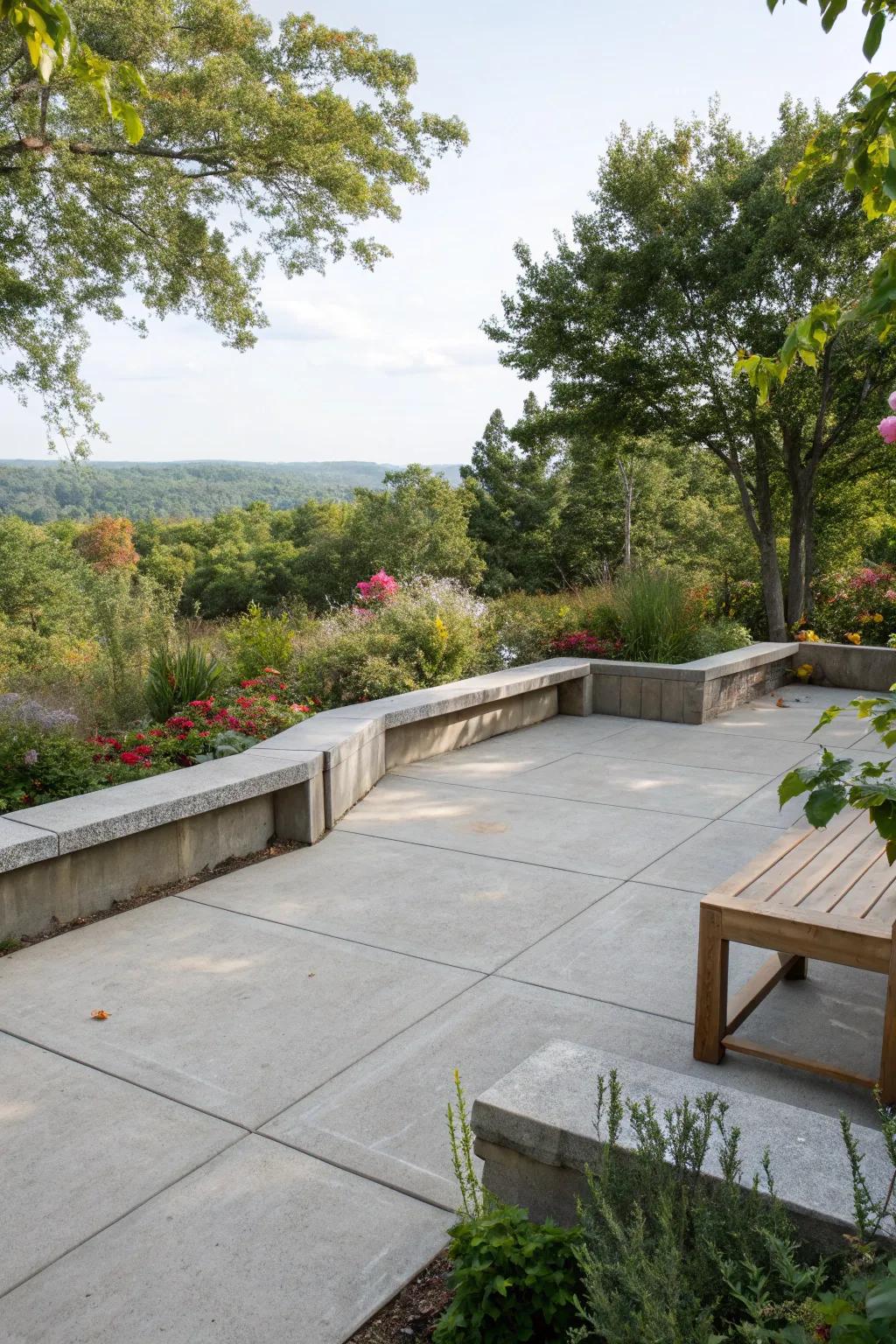 Built-in seating creates a cohesive and inviting patio experience.