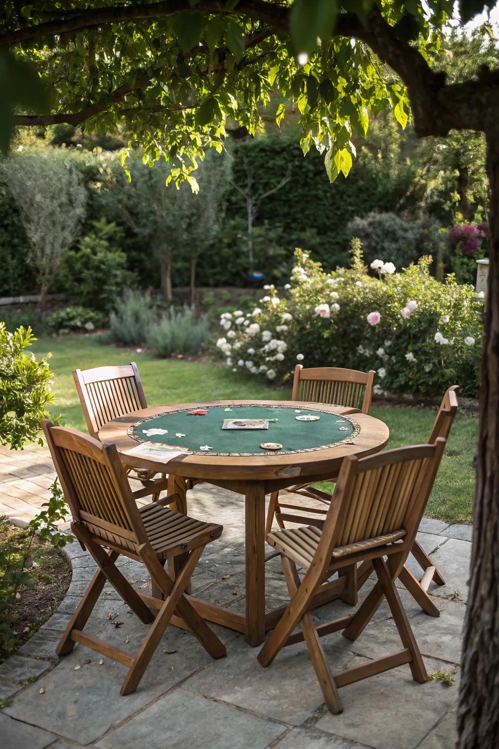 Embrace the timeless beauty of a classic wooden poker table.