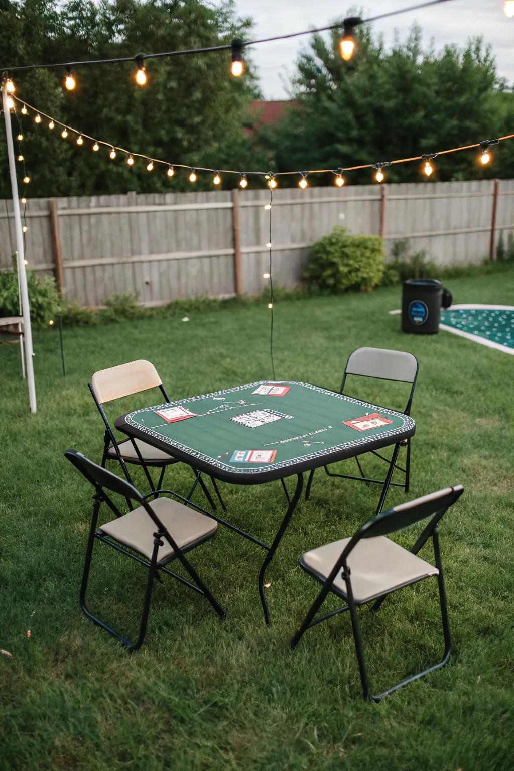 Enjoy the flexibility of a portable poker table for any outdoor event.