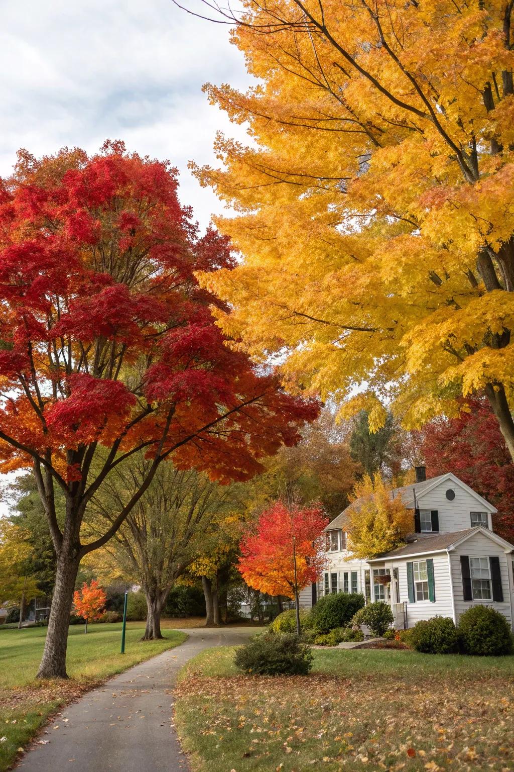 Seasonal trees add dynamic color to your front yard all year round.