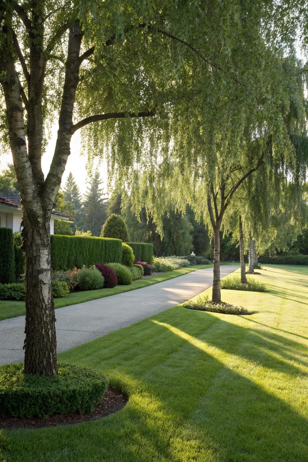 Weeping trees bring a gentle, flowing aesthetic to your garden.