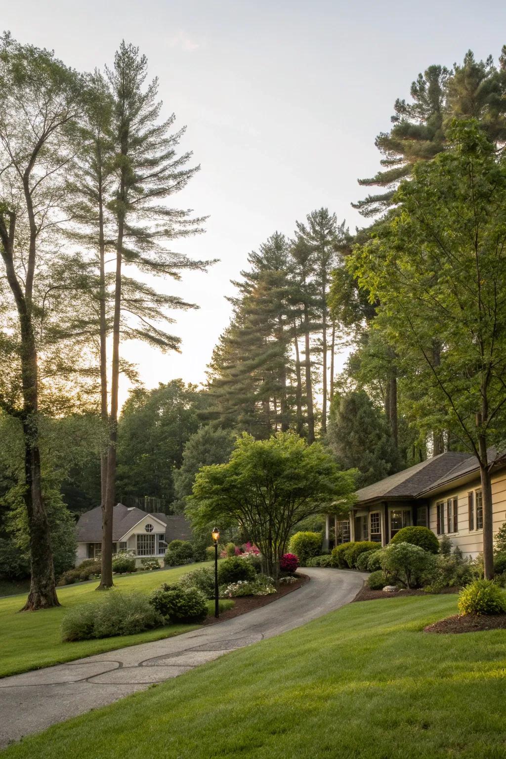 Varying tree heights adds visual interest and depth.