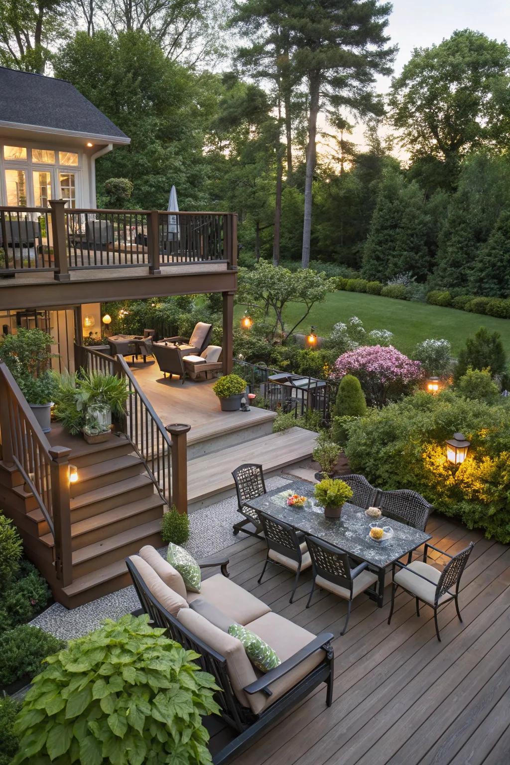 Multi-level decking that adds depth and function to the backyard.