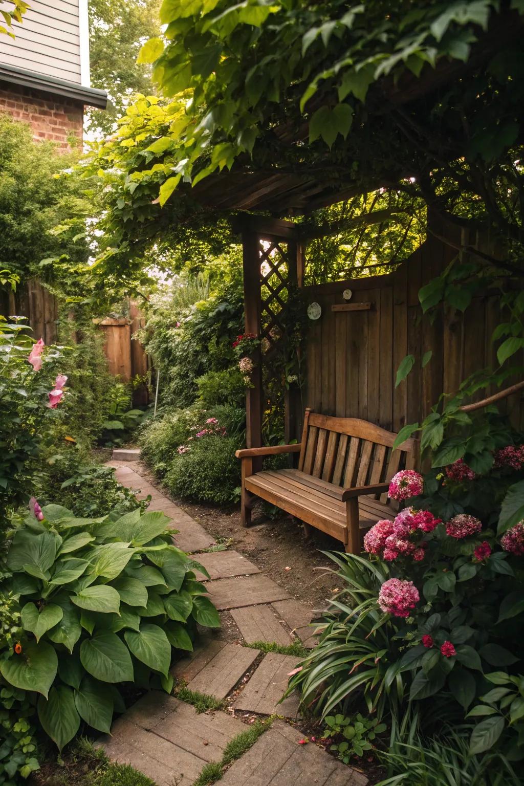 A secret garden hideaway that offers a peaceful retreat.