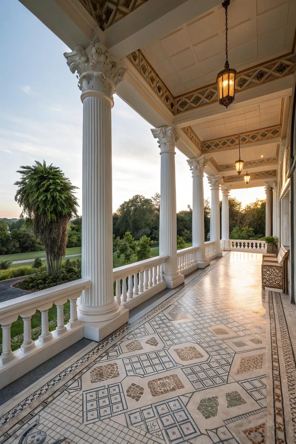 Architectural accents adding charm to the veranda.