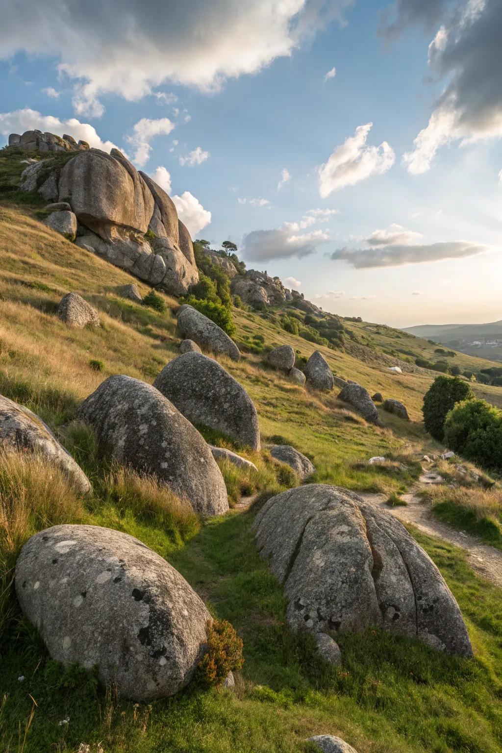 Boulders bring bold structure and natural beauty to slopes.