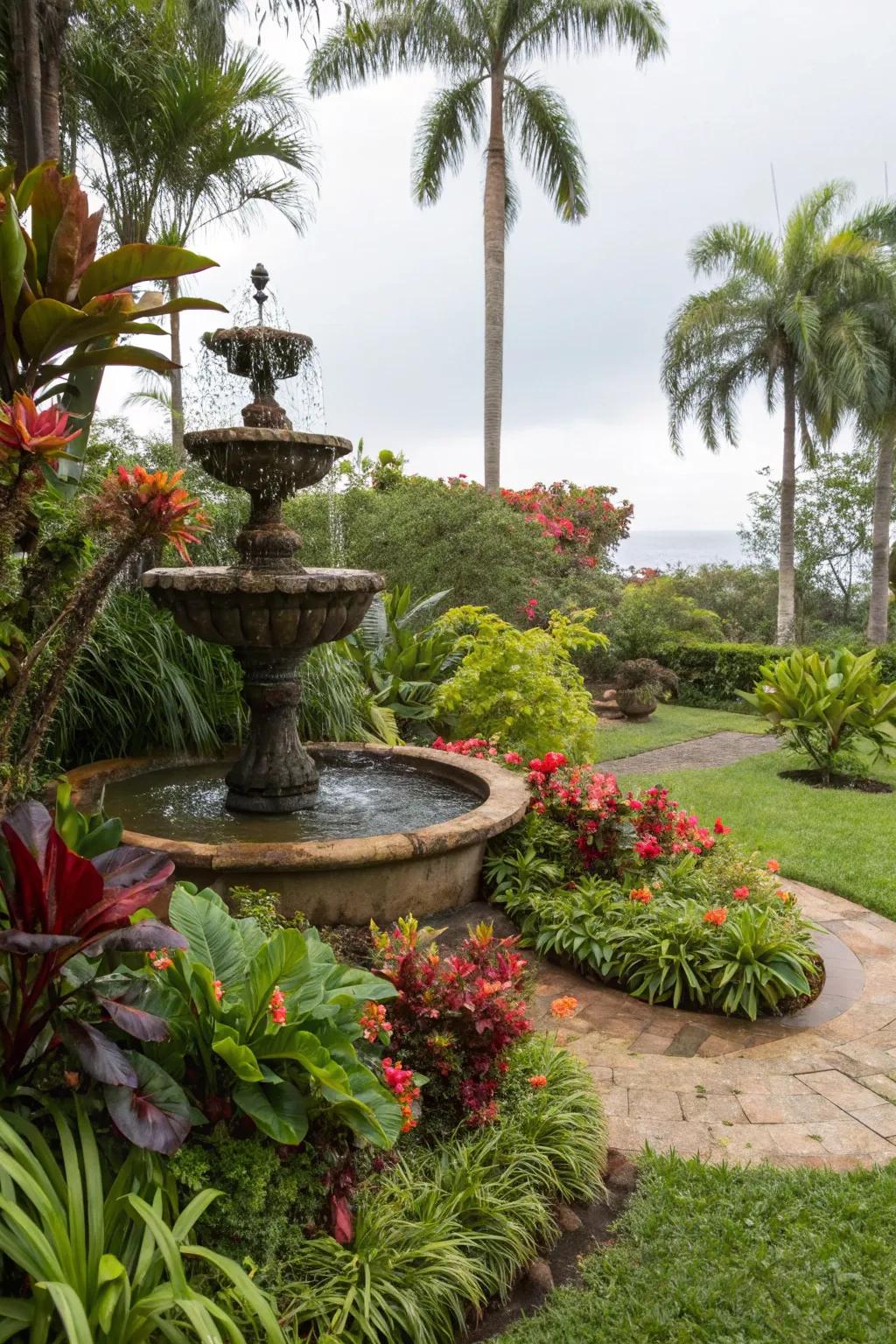 A water feature adds tranquility to your outdoor space.