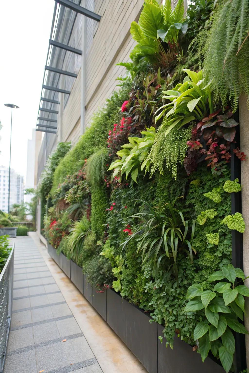 A vertical garden turns walls into living art.