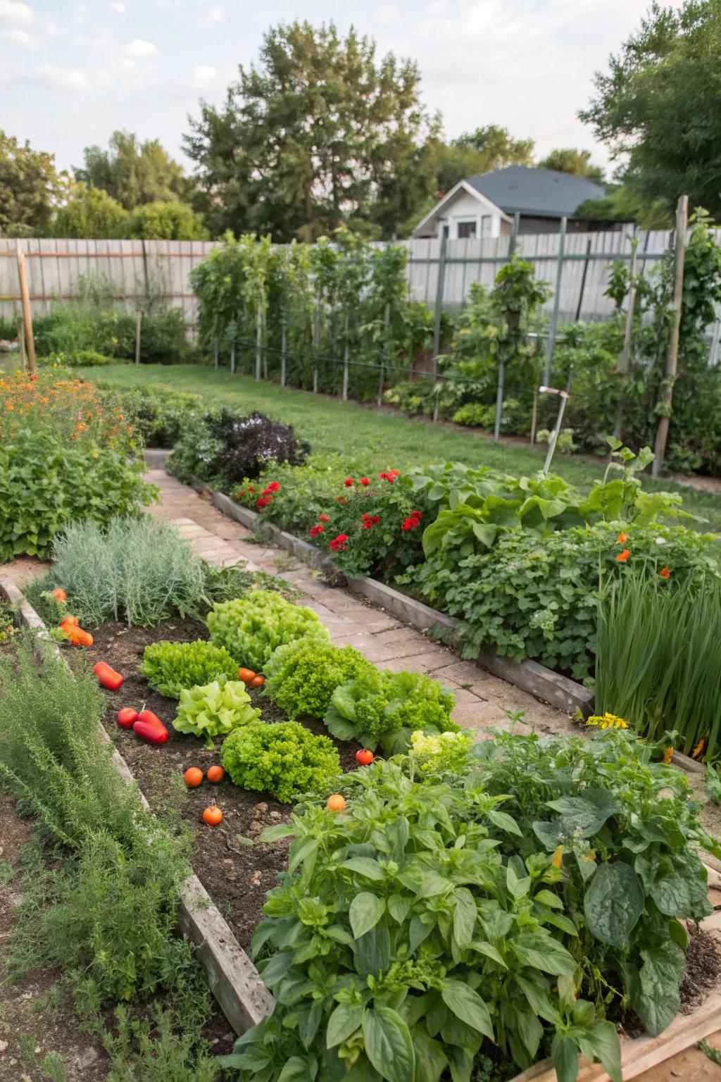 An edible garden providing fresh produce and garden charm.