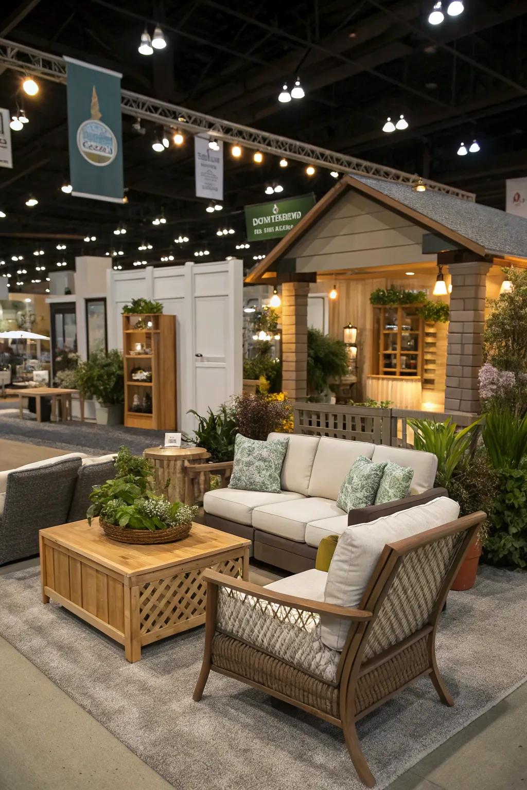 Functional furniture helps visitors visualize your products in their homes.