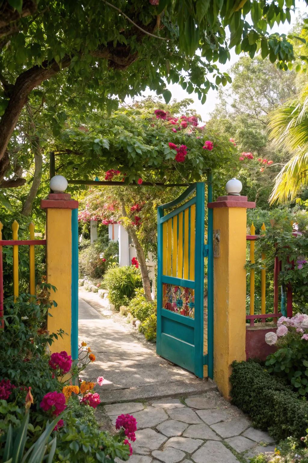 Make a bold statement with a vibrantly colored gate.