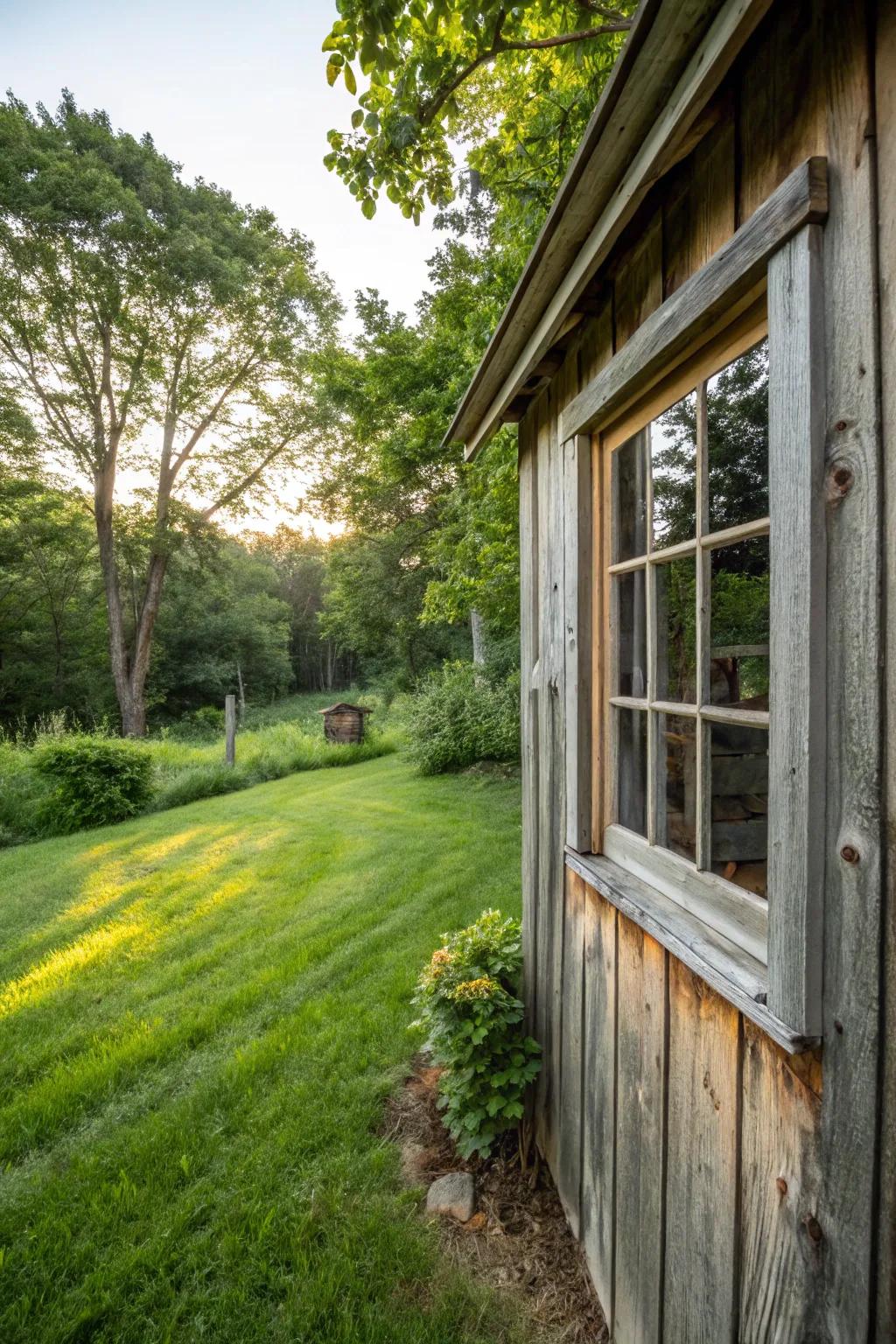 Reclaimed wood trim offers both sustainability and rustic charm.
