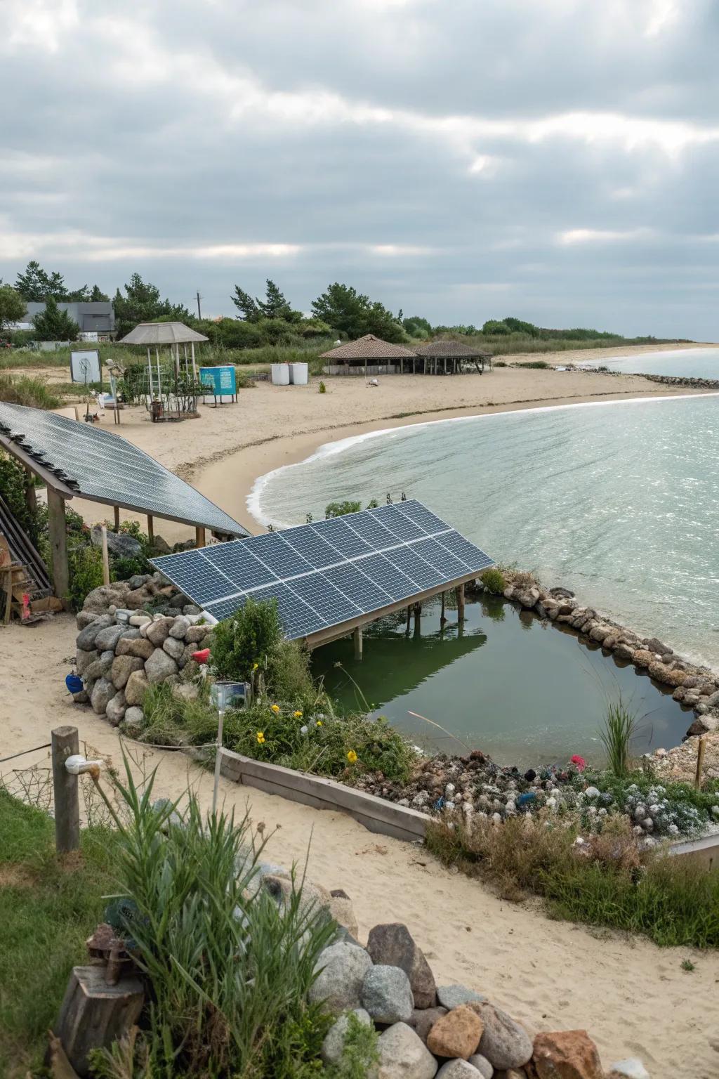 Eco-friendly elements ensure your pond beach is sustainable and green.