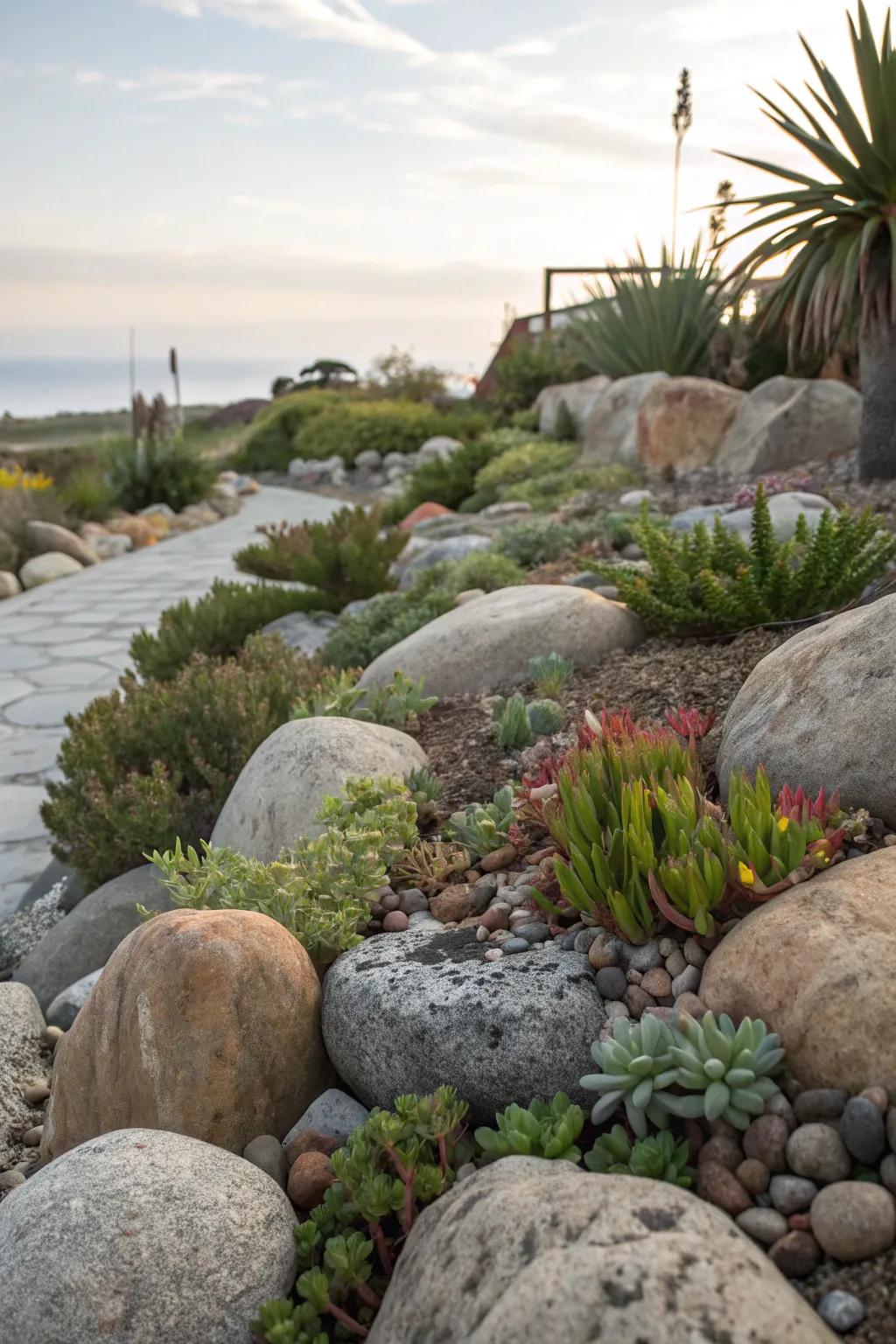 Rock garden with coastal inspiration.