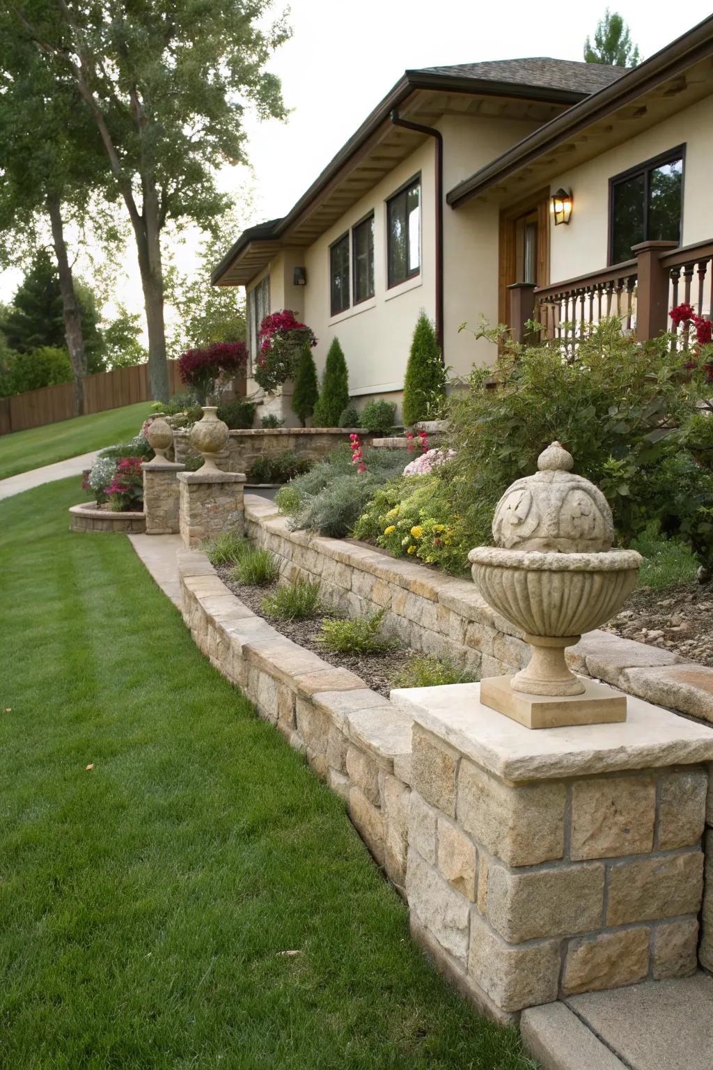 Sculptural stones turn your retaining wall into a piece of art.