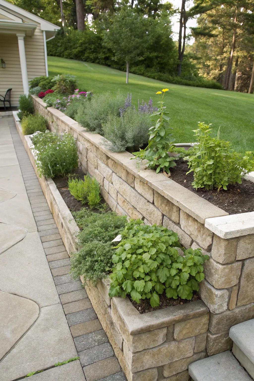 A living wall with herbs is both practical and fragrant.