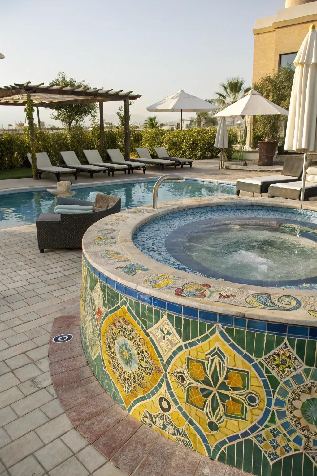 Artistic tiles add personality and color to your pool area.
