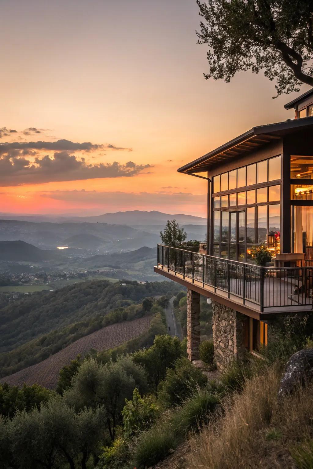 Expansive windows offer stunning scenery daily.