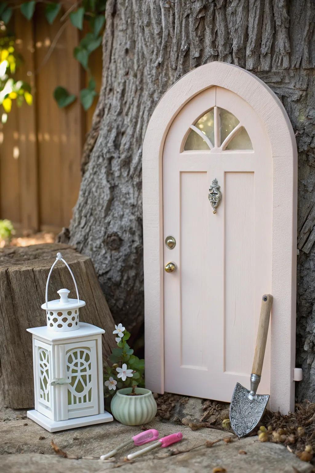 Unlock the magic with this charming fairy door setting, where simplicity meets whimsical elegance.