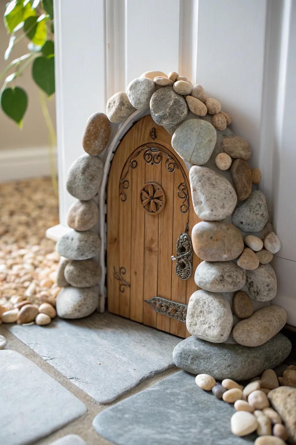 Step into a world of wonder with this enchanting stone archway fairy door. 🌿✨ #MinimalistMagic #ScandiBoho