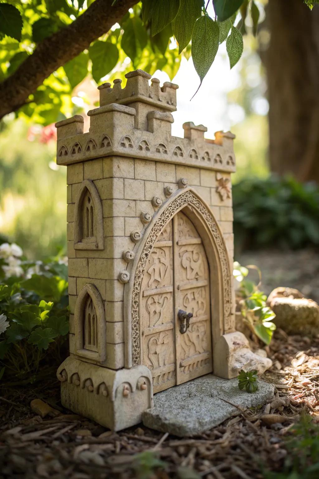 Step into a magical realm with this enchanting fairy tale castle gate, where whimsy meets natural beauty.
