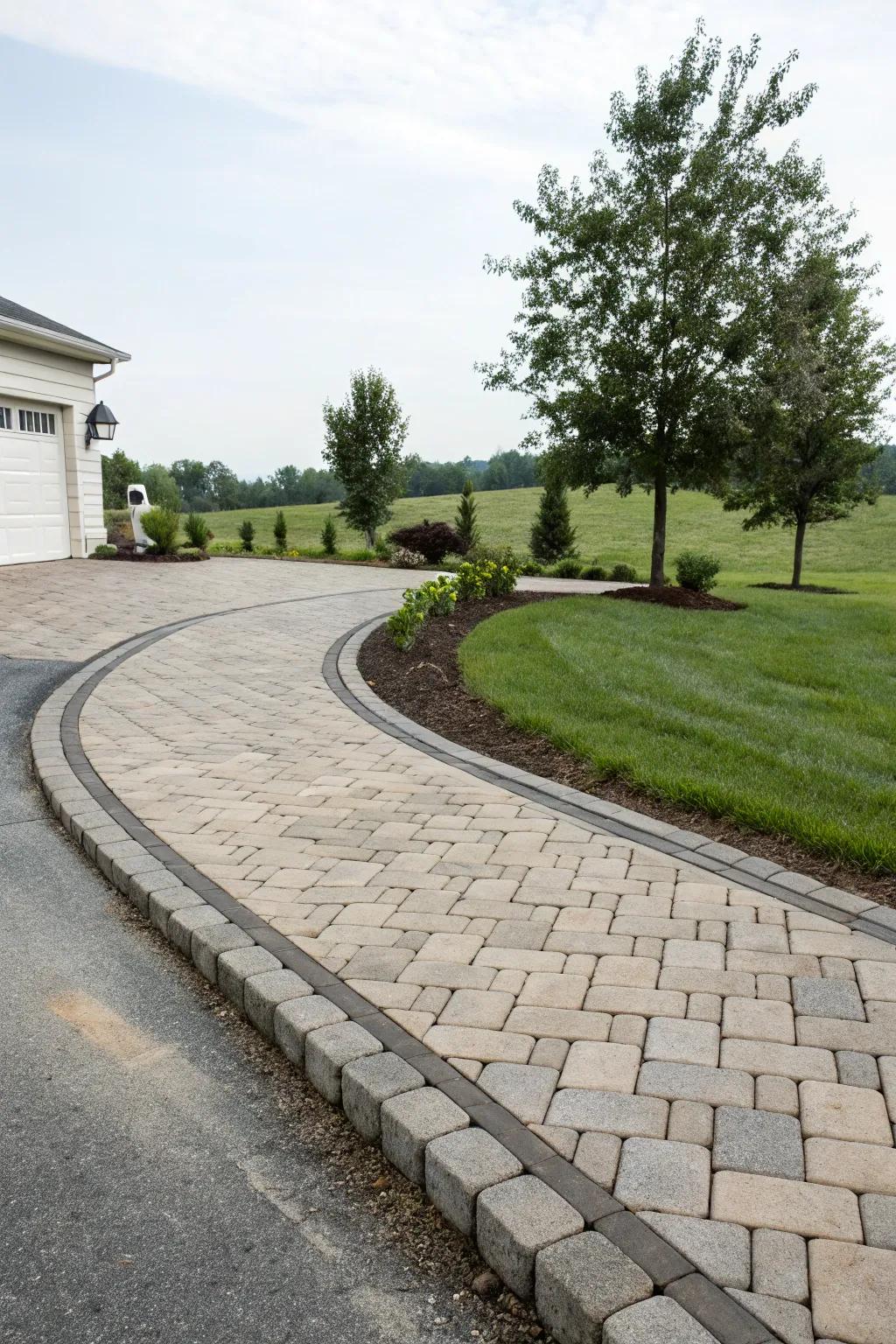 Pavers offer a polished and stylish driveway boundary.