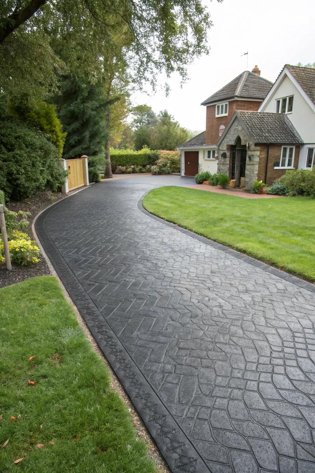 Textured driveway showcasing stamped surface patterns.