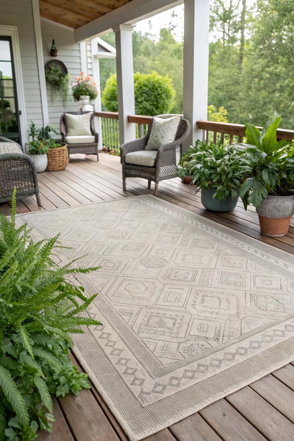 An outdoor rug ties the space together beautifully.