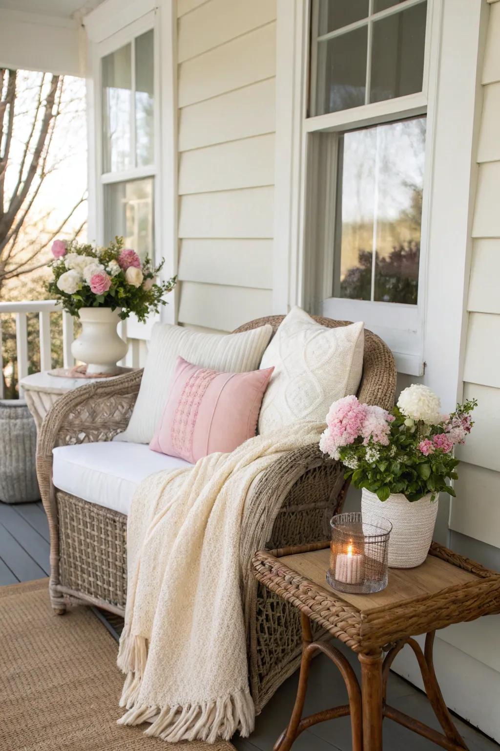 A cozy nook in soft, neutral tones for ultimate relaxation.