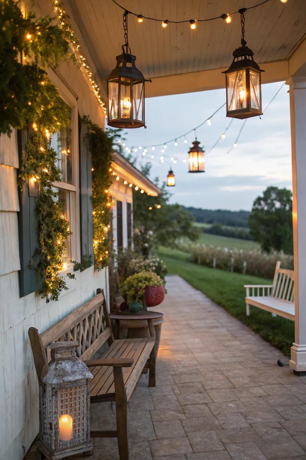 Warm lighting adds a magical touch to evening gatherings.