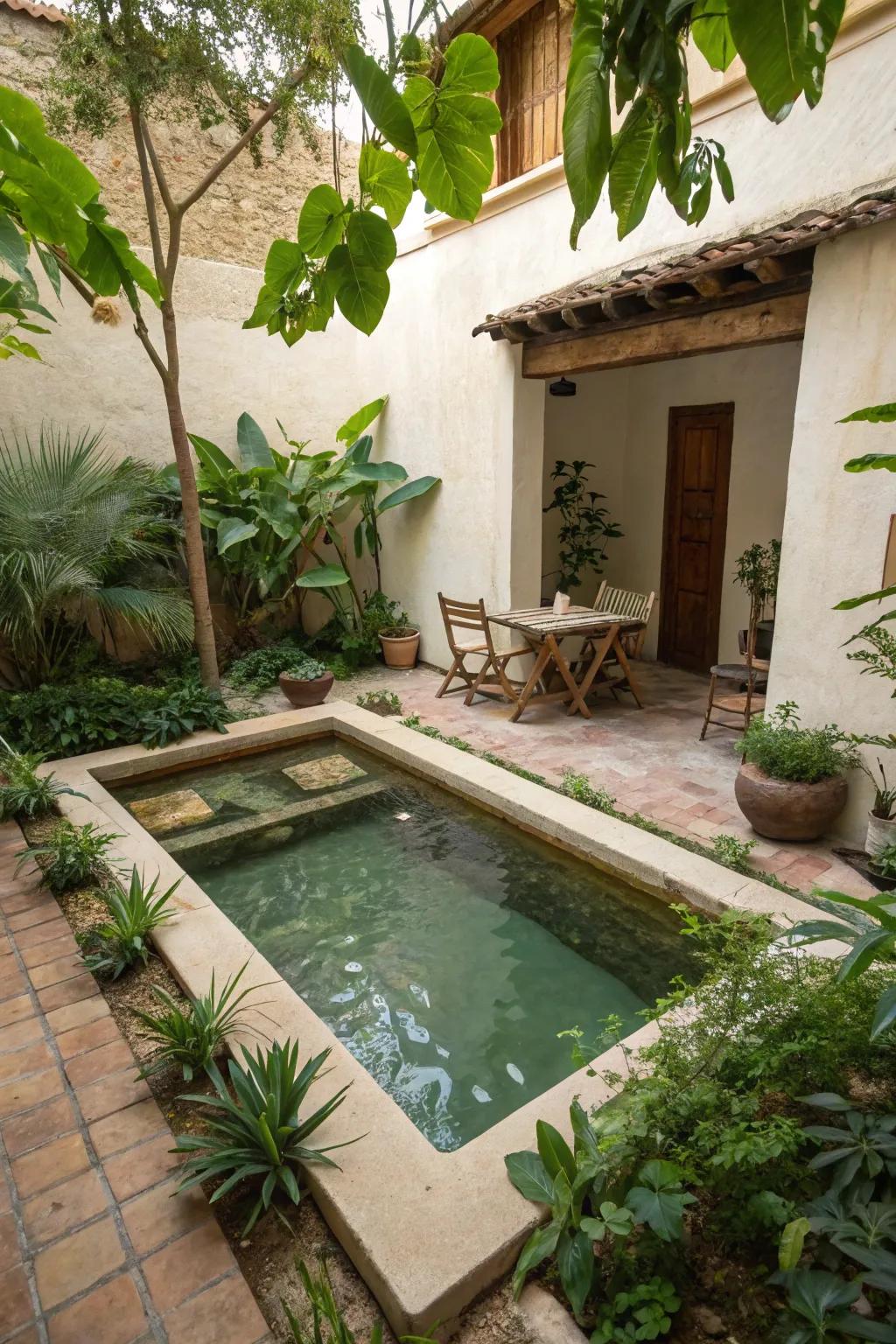 An eco pool offering a sustainable, beautiful courtyard solution.
