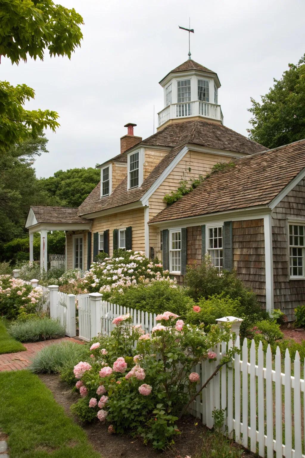 A traditional four-sided cupola adds timeless elegance.