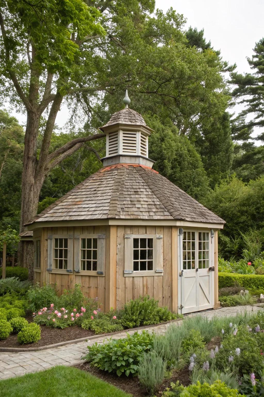 A ventilated cupola enhances air circulation beautifully.