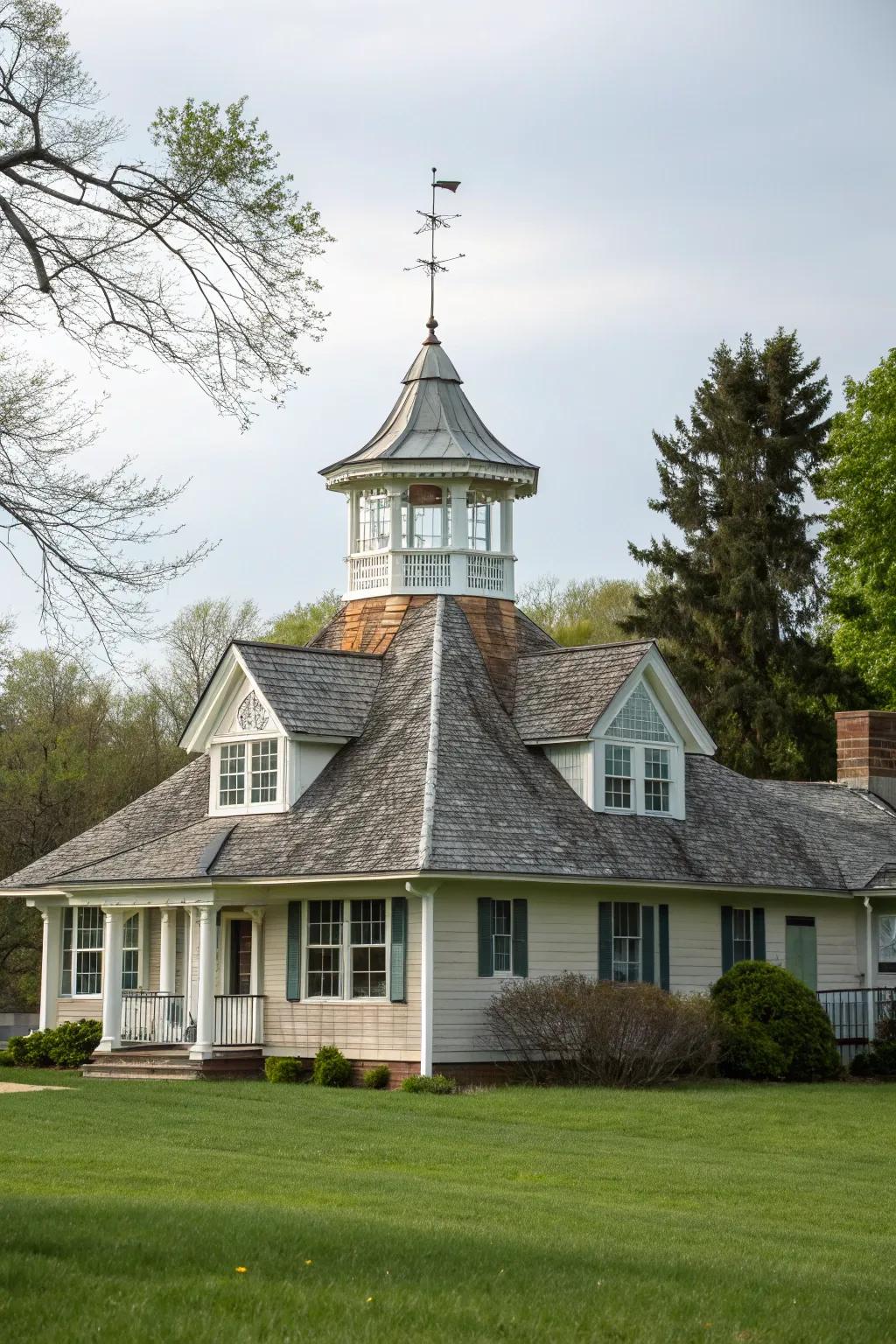 An extended base accommodates steep roof pitches elegantly.