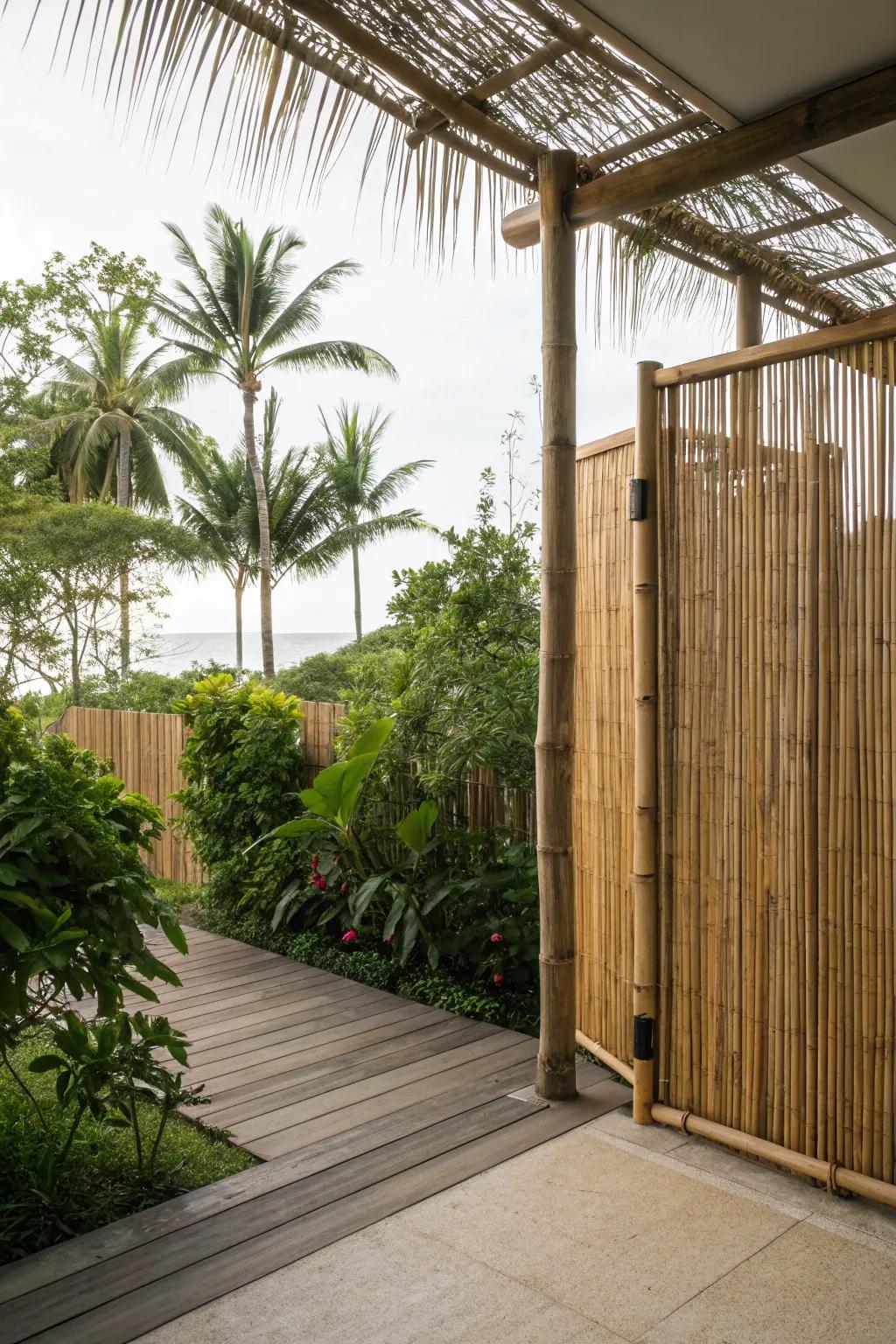 Bamboo screens offer a quick-growing, eco-friendly windbreak solution.