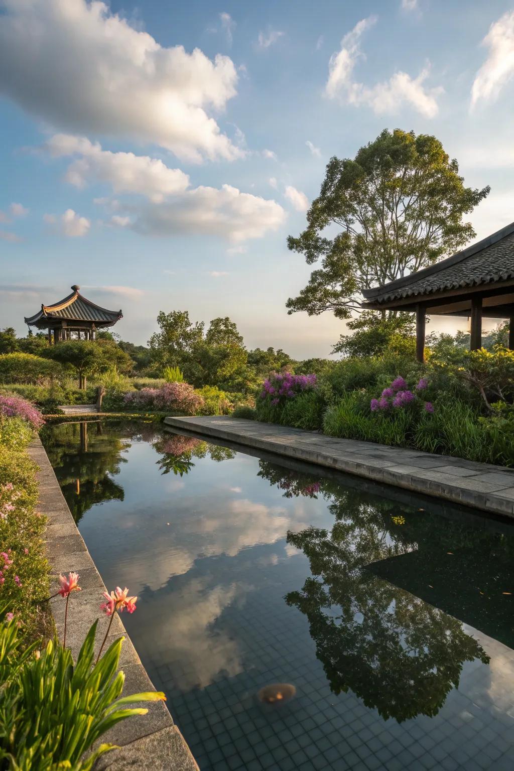 Reflective pools: Mirroring nature's beauty.