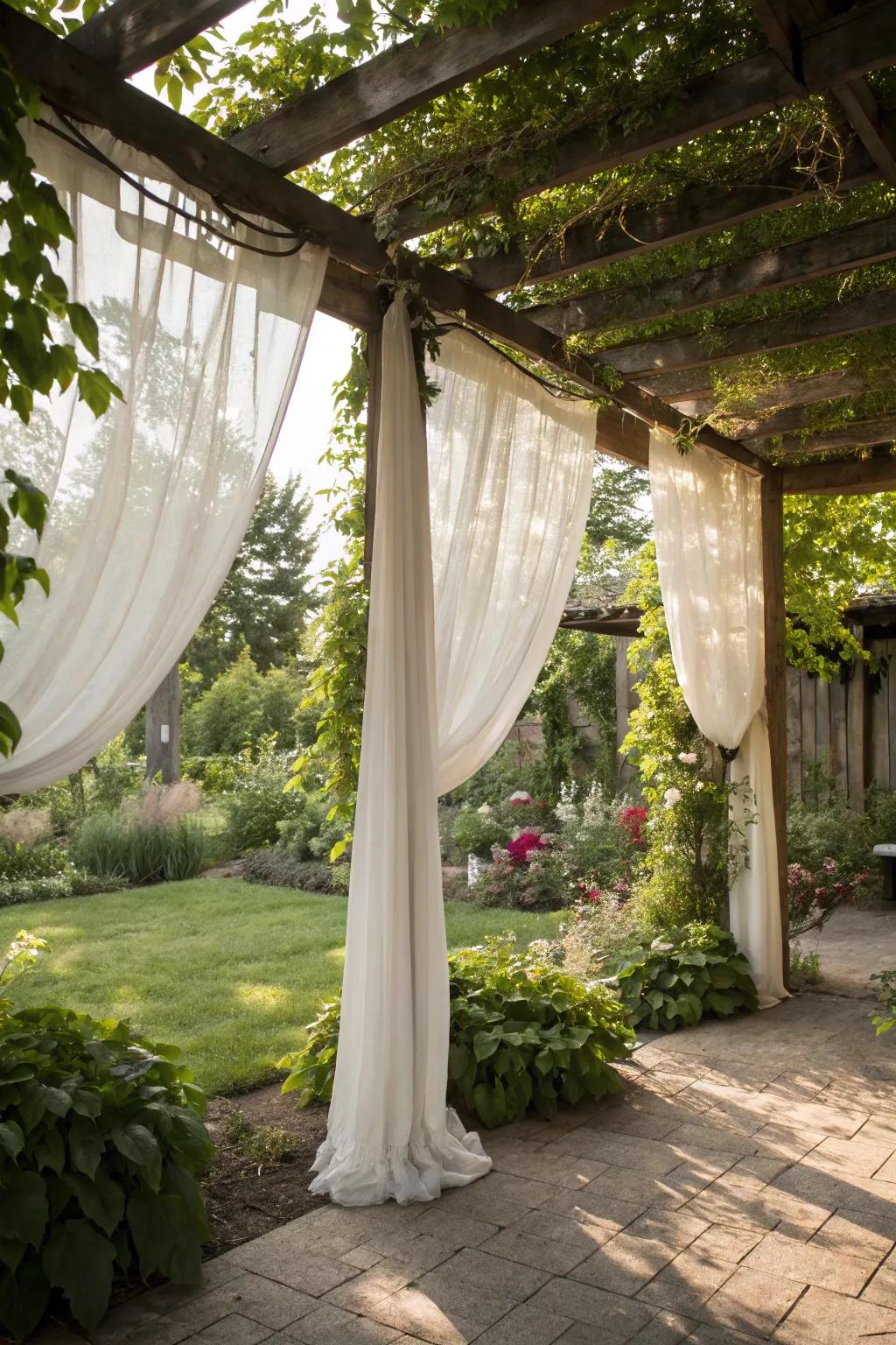 Elegant curtains add privacy and style to your pergola.