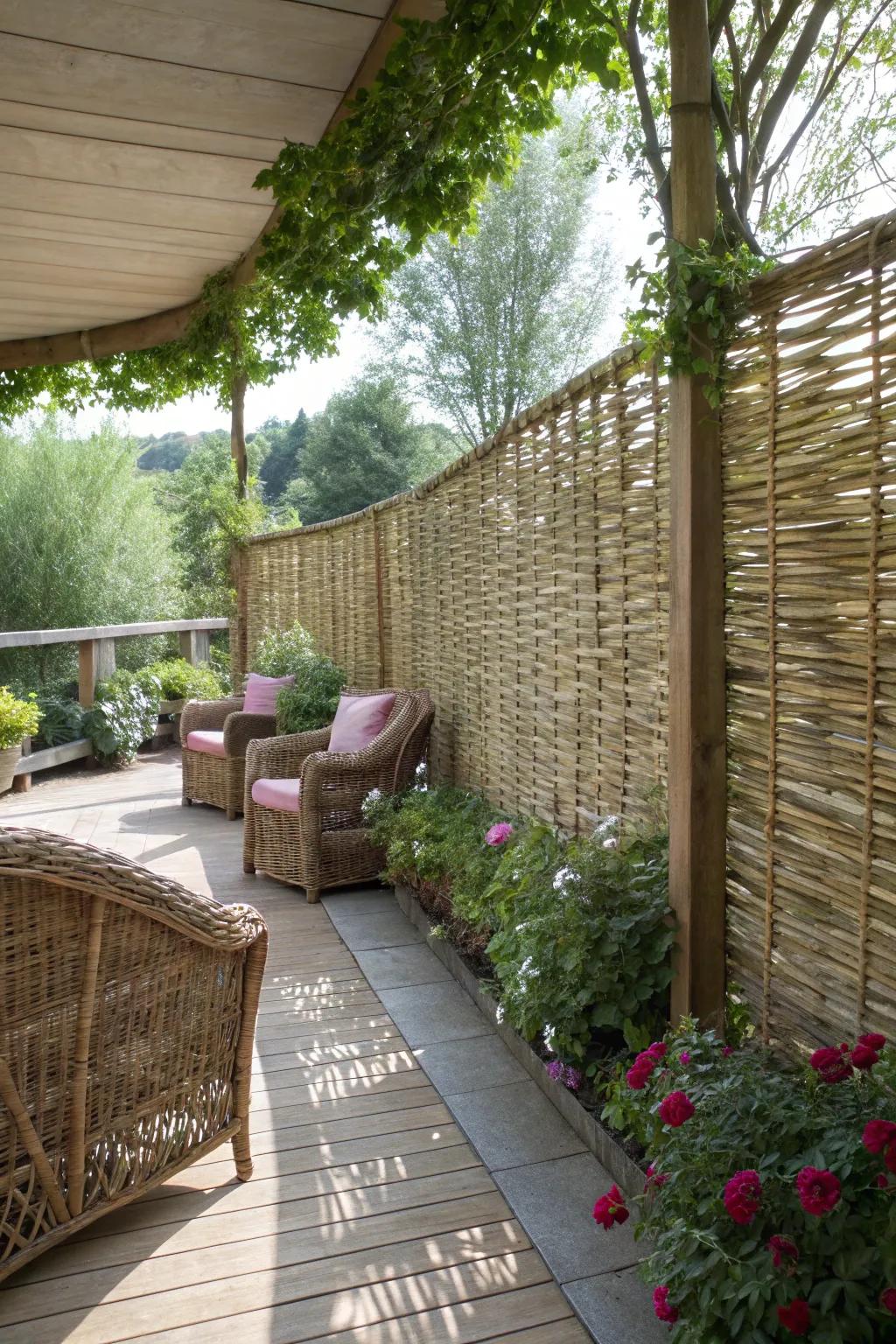Willow fences add a whimsical and natural charm.