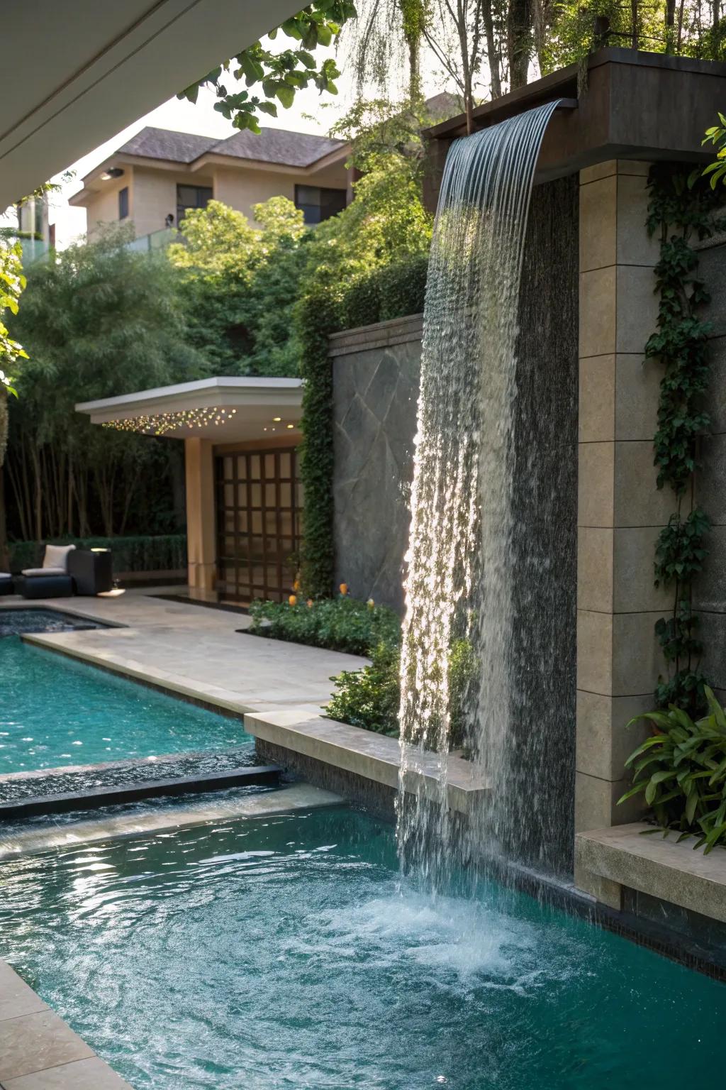 Rain curtains offer a stunning visual and auditory experience.