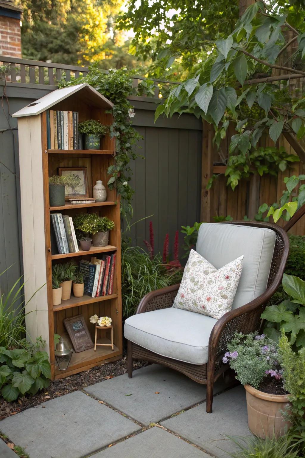 A secluded reading nook offers a peaceful escape.