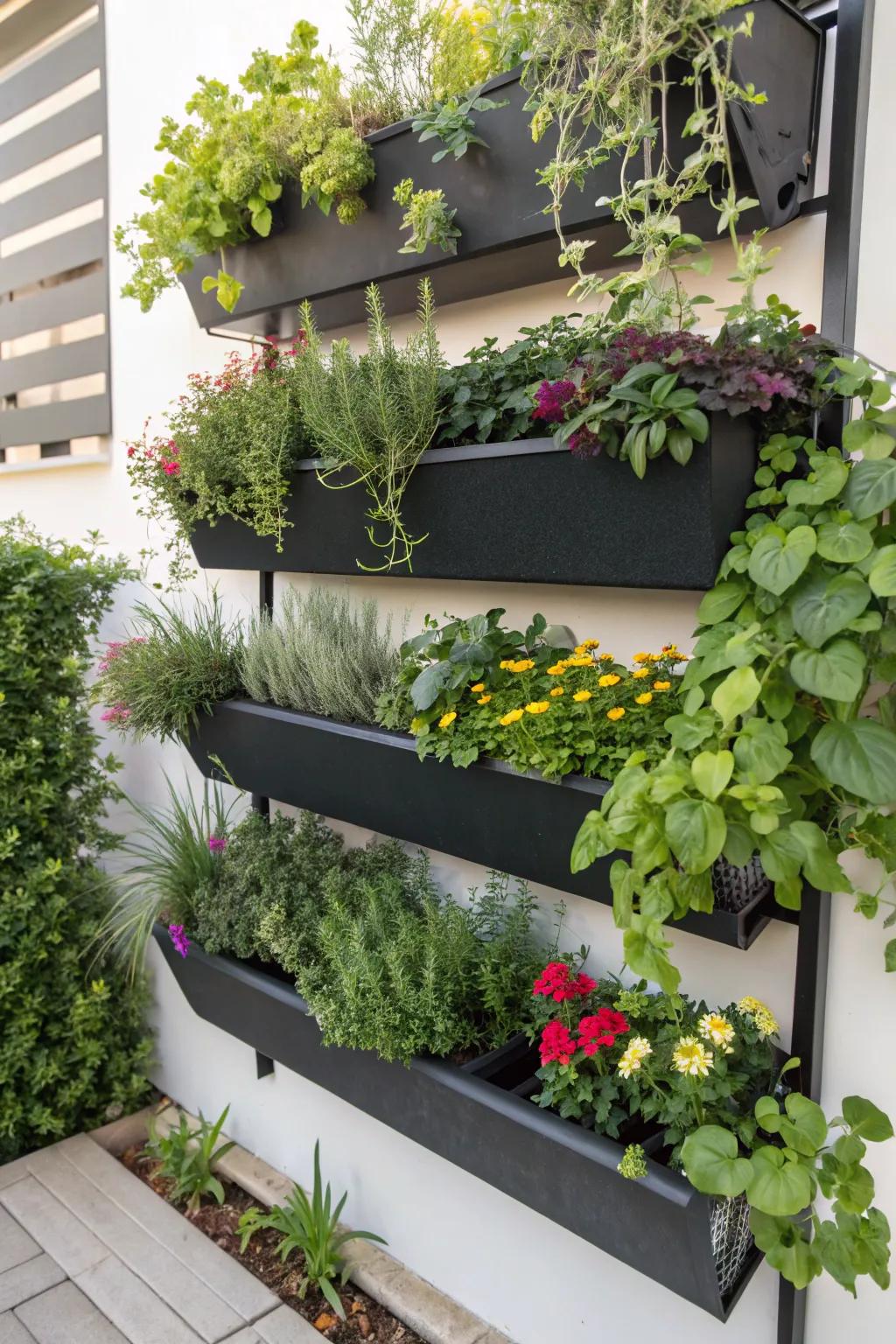 Vertical gardens add depth and maximize space in your garden.
